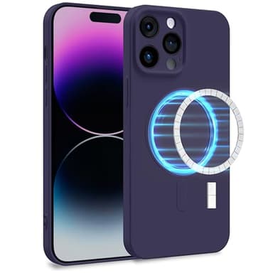 MyGadget Coque Silicone [ Compatible avec MagSafe ] Compatible avec Apple iPhone 14 Pro Max - Case TPU Souple & Soft avec Doublure Microfibre - Cover Protection Violet