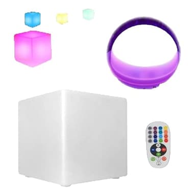 Cube lumineux Tabouret Cube de siège 16 RGB LED Couleurs de lumière réglables Siège 30*30*30cm Changeant de Veilleuse Lumière Décorative pour Maison Fête Piscine solaire éclairage de jardin et teras