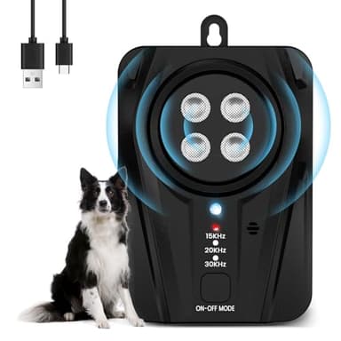 Tohoyard Anti Aboiement Chien Ultrason, 3 Niveaux Boitier Anti Aboiement avec Longue Portee, Rechargeable & Etanche Dispositif Anti Aboiement Exterieur IntéRieur pour Petits et Grands Chiens