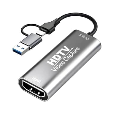 Carte de Capture Vidéo HDMI 4K vers USB 3.0 Type-C, 1080P 30FPS, Adaptateur USB-A/C Inclus, pour Streaming Jeux Vidéo, Enseignement et Enregistrement sur PC Mac Switch PS5 Xbox Quest 3