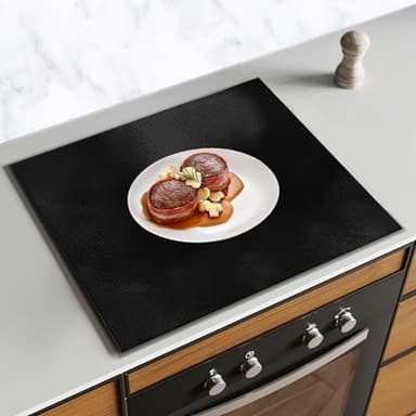 LOREC 60x52cm Silicone Tapis Induction Cooktop Tapis de Protection Plaque Cuisson Induction Tapis de Cuisson à Induction en Silicone (Magnétique) résistant à la chaleur Anti Rayures Non Slip Noir