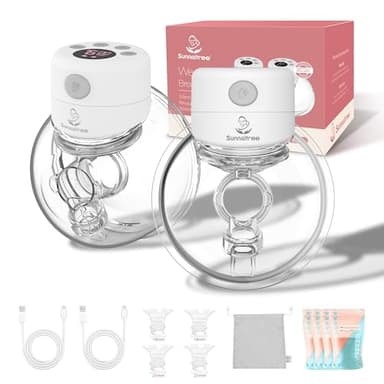 Lot de 2 tire-lait mains libres S12 - Tire-lait électrique portable avec 2 modes, 9 niveaux, écran tactile à faible bruit indolore, insert/bride de 19/21/24 mm, blanc