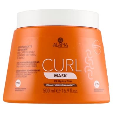 Alama Professional Curl Masque hydraté, défini et élastique pour cheveux bouclés et mobiles, huile d'olive et érythritol, anti-frisottis et hydratation à long terme, 500 ml