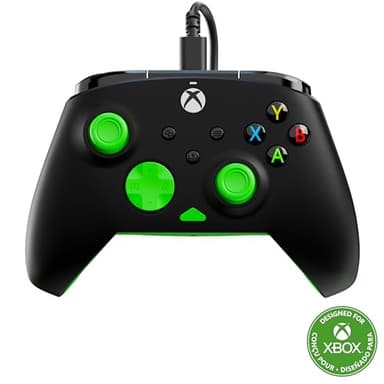 Turtle Beach Rematch Core noir/vert - Manette de jeu filaire - Licence Xbox Series XS, Xbox One et PC - touches audio, moteurs de vibration et gâchettes d'impulsion, câble de 3 m