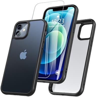 Hensinple pour Coque iPhone 12, Coque iPhone 12 Pro avec Verre Trempé Protection D'écran Antichoc Qualité Militaire Résistante Complète Protection Bumper Etui Housse pour iPhone 12/12 Pro -Noir
