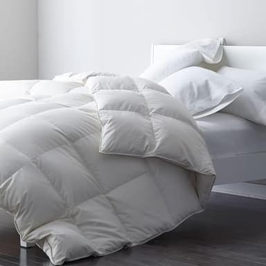 DWR Couette 4 Saisons 200x200 cm,Remplissage Duvet et Plumes d'oie,300GSM,Chaude et Respirante,Moyenne pour Toutes Les Saisons,100% Coton Biologique, Certifié Oeko-Tex et RDS,lit 2 Personne