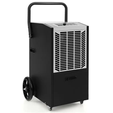 SOARS Deshumidificateur 66L/Jour, 355 m³/H, Déshumidificateur Électrique Professionnel avec Pompe Vidange Automatique & Tuyau d'Évacuation, Filtre Amovible, pour Cave, Entrepôt, Sous-Sol (Noir+Blanc)