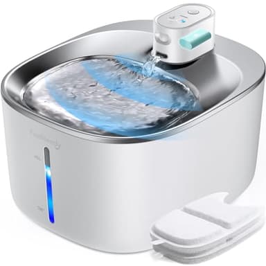 FEELNEEDY 4L Fontaine a Eau Chat sans Fil avec Detecteur de Mouvement, Distributeur pour Chats et Chiens Automatique a Batterie 4000mAh Chargée, Fontaine à Eau pour Chat à Pile Avec 2 Filtre