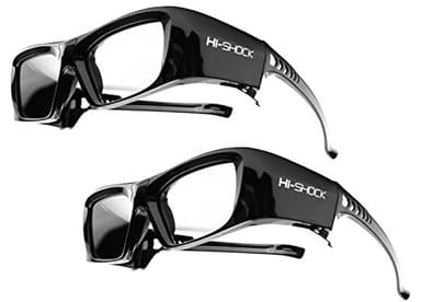 2x Hi-Shock RF Pro Black Diamond lunettes actives 3D pour vidéoprojecteurs 3D compatibles avec Sony, Epson, JVC - TDG-BT500A, TY-ER3D5ME / TY-ER3D6M - ELPGS03-120 Hz - rechargeable