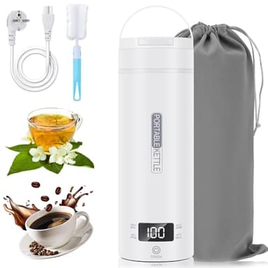 500ML Mini Bouilloire Portable Electrique de Voyage, Mini Bouilloire Electrique, 4 Temperatures Bouilloire Electrique, Bouilloire de Voyage, Tasse de Chauffage Rapide pour Thé, Café, Lait