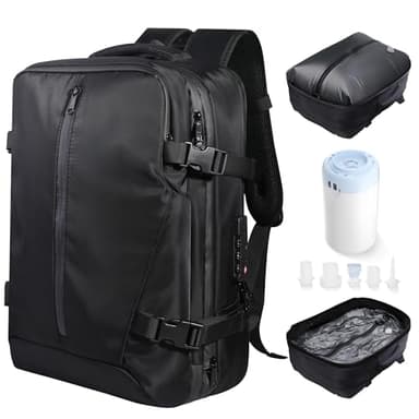 Sac à dos sous vide, 48 x 33 x 17 cm, sac à dos de voyage 60 L, bagage cabine, sac à dos pour ordinateur portable, sac à dos étanche 18 pouces à glisser sous le siège avec compartiment à chaussures