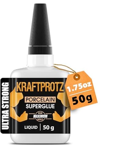 Colle liquide céramique & porcelaine extra forte 50 g – super glue pour vaisselle, tasses, figurines – transparente, résistante à la chaleur & au lave-vaisselle – bouchon anti-séchage – KRAFTPROTZ