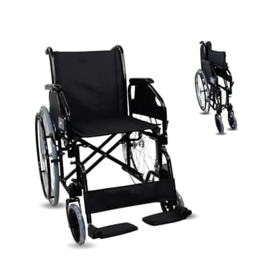 Mobiclinic®, Fauteuil roulant pliable, Modèle catedral, Marque européenne, Chaise roulante, Pour personnes âgées, Léger, Siège 43cm, Acier, Noir