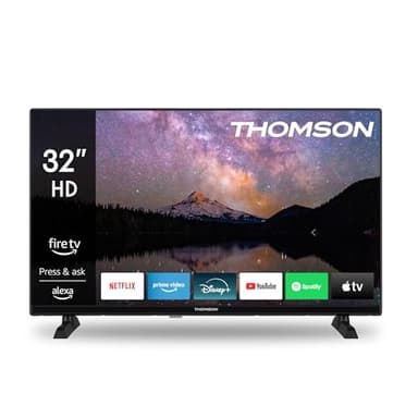 THOMSON TV 32 Pouces (80 cm) HD Smart Fire TV, Commande vocale Alexa, Triple Tuner (DVB-T/T2/C/S/S2), Dolby Audio, DTS Virtual:X, HDR10, AirPlay, WiFi, Bluetooth, HDMI- 32HF2S34