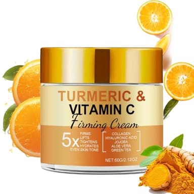 Crème Visage Au Curcuma Et à La Vitamine C, Creme Eclaircissante Hydratante Visage, Creme Eclaircissante Peau Noir Puissant, Crème Hydratante Au Collagène Pour Taches Sombres (1)