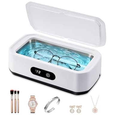 Nettoyeur Ultrasons Lunettes 650ML, 48KHz Nettoyeur Bijoux à Ultrason, Ultrasonic Cleaner avec 5 Minuteries Numériques, pour Bijoux, Dentier, Montres, Lunettes, Tête de Rasoir