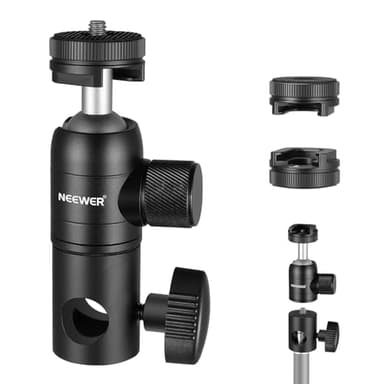 NEEWER Adaptateur de Montage sur Pied d'éclairage avec Chaussure Froide et Mini tête sphérique à vis 1/4",Plaque de Montage réversible,Charge maximale:22lb/10kg