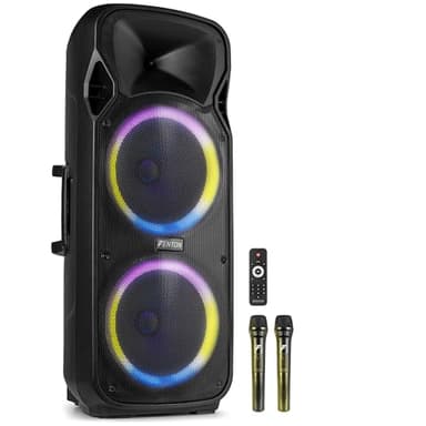 Fenton FT212LED MK2 Enceinte Soirée Bluetooth LEDs Bluetooth avec Batterie Intégrée - 1400 Watts, Micro UHF Inclus, Modes Lumineux, 2x12 Pouces, Une Enceinte Nomade Idéale pour Animer Vos Soirées