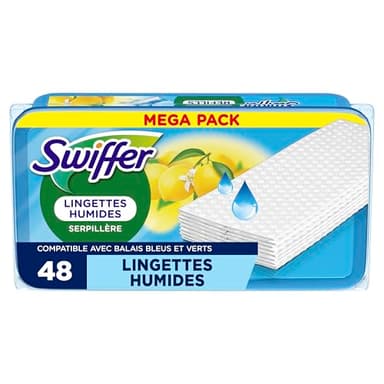 Swiffer Balai Lingettes Imprégnées Pour Sols Avec Parfum Citron X48, Pour Un Nettoyage Rapide Et Facile