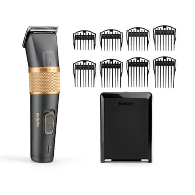 BaByliss - E987E - Tondeuse cheveux Graphite Precision - Lame en graphite ultra-durable - Utilisation avec ou sans fil - 26 hauteurs de coupe et 8 sabots cheveux - Rapidité et efficacité de coupe.