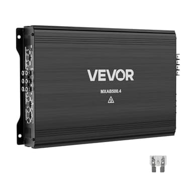VEVOR Amplificateur Audio Voiture, Ampli de Puissance à 4 Canaux Pontables pour Subwoofer, Max. 4x250 W sous 4 ohms/4x500 W sous 2 ohms Classe AB à Gamme Complète, Amplificateur Stéréo pour SUV, MPV