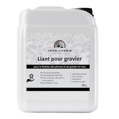 Liant de gravier/cailloux (10 L) Liant pour relier des cailloux ou des graviers de toutes sortes dans un bidon de 10 L. - (12 m²-20 m²)