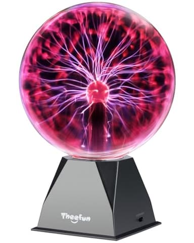 Theefun Lampe Plasma 8 Pouces, Boule Plasma Magique Interactive Touch et Son Globe Plasma Éducatif de Physique, Lampe Décorative pour Fêtes, Anniversaire et Ambiance (Rouge)