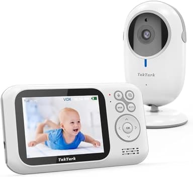 TakTark Babyphone Camera 3.2'' Écran IPS Babyphone Video Baby Phone Bébé Camera sans Fil, Visiophone bébé, Camera Bebe Surveillance de la Communication Bidirectionnelle,VOX, Vision Nocturne
