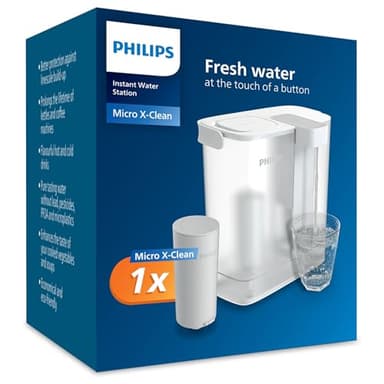 Philips Water Filtre à eau instantané avec 1 filtre, filtration avancée, débit 1 L/min, rechargeable USB-C, filtre le CHLORE, le PLOMB, les PESTICIDES et les MICROPLASTIQUES, 3 L
