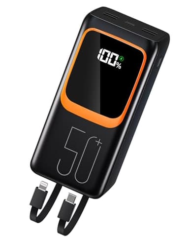 Batterie Externe 50000 mAh, Power Bank : Batterie Externe de Charge Rapide 22,5 W avec 5 Sorties et 2 entrées et Lampe de Poche