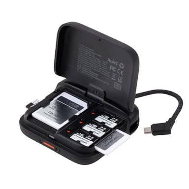 PGYTECH CreateMate Boîtier Lecteur De Cartes Mini Haute Vitesse, 2-en-1 SD 4.0/Micro SD Portable Stockage, Double Fente Transfert/USB 3.1/Type-C/OTG pour Appareil Photo/Phone/Caméra d'action, Noir