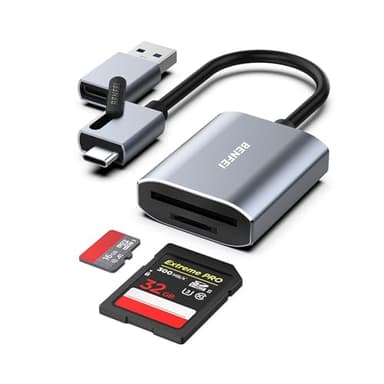 Lecteur de Carte mémoire, BENFEI USB C/USB 3.0 Lecteur de Carte SD/Micro SD Mémoire, Compatible pour MacBook Pro 2019, MacBook Air/iPad Pro 2019/2018, Galaxy S10 / S9, Surface Book 2 et Plus