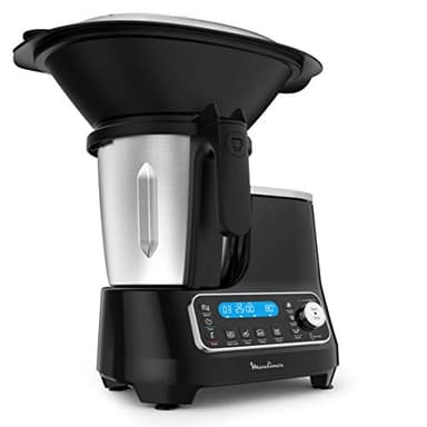 Moulinex Clickchef Robot Cuiseur multifonction compact, 3,6 L, 1400 W, 5 programmes, 32 fonctions, Balance cuisine intégrée, Cuiseur vapeur, Batteur Mélangeur HF456810 [Écran de contrôle en anglais]