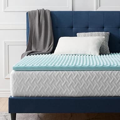 LUCID Surmatelas 160 x 200 cm | Conception Ergonomique Alvéolée et Respirante | Mousse à Memoire de Forme avec Gel Rafraichissant |Épaisseur 5 cm, 2 personnes, Blue