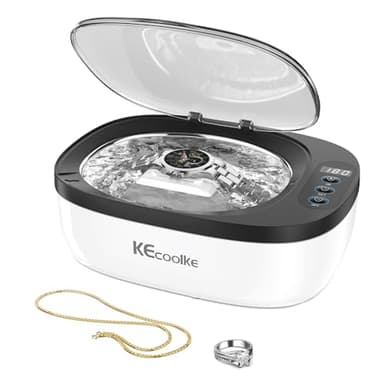 Nettoyeur à ultrasons pour bijoux, KECOOLKE 750 ml Nettoyant sonique avec minuterie numérique pour lunettes, bagues, pièces de monnaie, anneau, argent