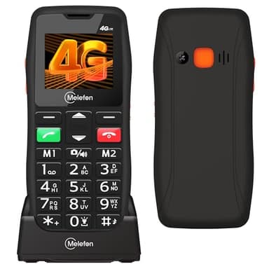 Melefon 4G Téléphone Portable pour Senior | Portable pour Personnes âgées | Débloqué, Grosse Touche, Bouton d'Assistance et Socle Chargeur, Nano Carte SIM, D105
