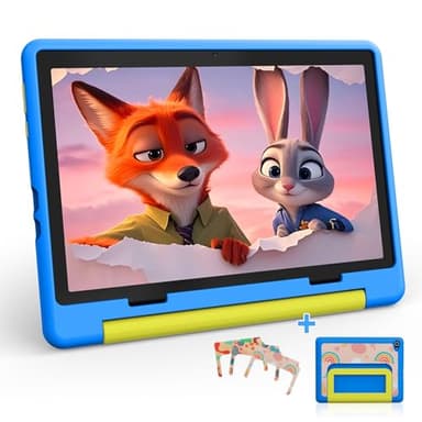 Laptok Tablette Enfants 10 Pouces, Android Tablette pour Enfants Éducative avec Contrôle Parental, 8Go+64Go Ext 1To, Octa-Core, Widevine L1, WiFi 6, BT5.0, 5000mAh, Étui Antichoc (Bleu)