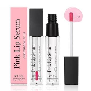 2 Pièces Crème Lèvres Rose Sérum Plumping Huile Changeant de Couleur et Gloss avec Tinte Hydratante pour Éclat Gorgeant
