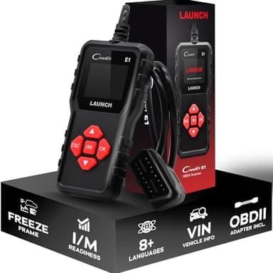 Launch Europe Creader E1 Appareil de Diagnostic OBD2 pour Voiture Lecteur de défauts Moteur DTC Scanner pour protocoles de capteur O2, Test de système EVAP, Moniteur embarqué