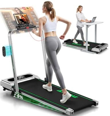 Tapis de Course, FOUSAE Walking Pad Électrique Pliable avec Pente 9%, 12 km/h, Moteur 2.75 HP, Surface Large 40 cm, Télécommande, Écran LED, Cadre Renforcé, 158kg Max, pour Maison, Bureau