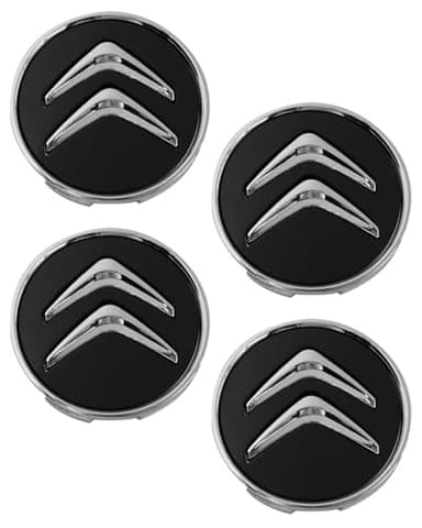 ZEXIJOW Lot de 4 enjoliveurs de roue noirs,Pour Citroën 60 mm C1 C3 C4 C5 C6 DS3,Enjoliveurs de roue en alliage,Bonne stabilité