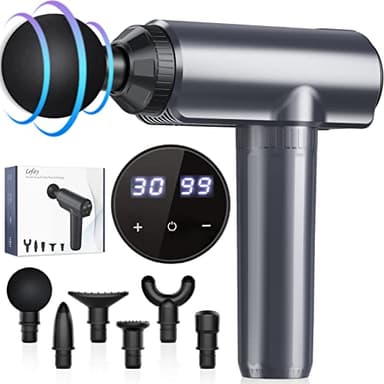 Pistolet Massage Musculaire,Lefity Pistolet de Massage avec 30 Niveaux Réglables et 6 Têtes,Appareil de Massager Masseur de Muscle avec écran LCD pour Soulager les Douleurs Musculaires