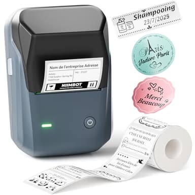 NIIMBOT B1 Étiqueteuse Portable, Identification Automatique pour Larges Étiquettes Autocollante, Facile à Utiliser pour Le Bureau, la Maison, Les Affaires (avec étiquette 50x30mm)