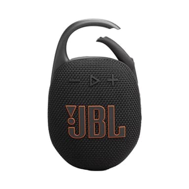 JBL Clip 5, Enceinte Bluetooth ultra-portable, mousqueton intégré, son JBL Pro, basses percutantes, 12 heures d'autonomie, fonction Playtime Boost, résistante à l'eau et à la poussière IP67, en noir