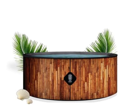 Coco Bain Piscine St Tropez - Piscine Hors Sol 180cm de diamètre - 1200Litres - Imitation Bois Véritable