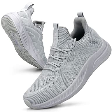 Feethit Chaussures de Sport Femme Respirant Légère de la Mode de Marche Fitness Tennis Outdoor Gym Sneakers Gris Clair 38