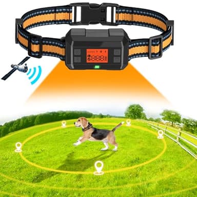 POIIOPY Collier Anti Fugue Chien sans Fil GPS pour Extérieur, 3 Modes Clôture Anti-Fugue, IPX7 Étanche Précise Chien Électrique Système Clôture, Nouvelle Puce Signal GPS, Rayon 29-990M Réglable