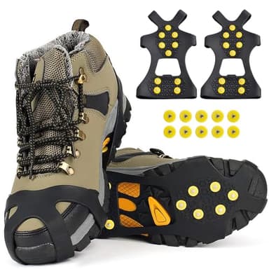 Crampon Antidérapent, Crampons de Neige, Anti-Slip Crampons, Lot de 10 Pics à Glace Amovibles pour Chaussures, Semelles ntidérapantes pour Marche en Montagne, Voyages, pêche et Conditions Hivernales