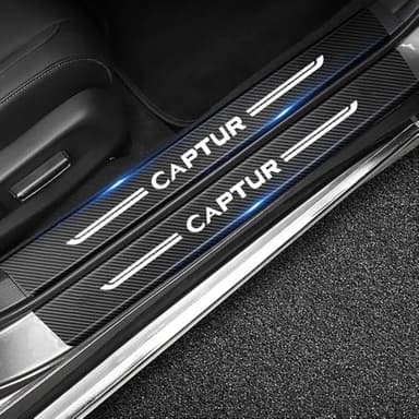 YINTMI Lot de 4 protections de seuil de portière de voiture pour Captur/Twingo, en fibre de carbone, accessoire de décoration antidérapant (Captur)