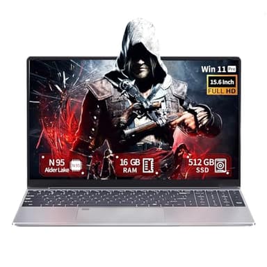 Ekonavi Ordinateur Portable 15,6 Pouces, 16 Go RAM 512 Go SSD Celeron N95 Laptop, écran FHD IPS 1920 * 1080 Win11 Pro PC Portable avec Clavier rétroéclairé, déverrouillage par Empreinte Digitale